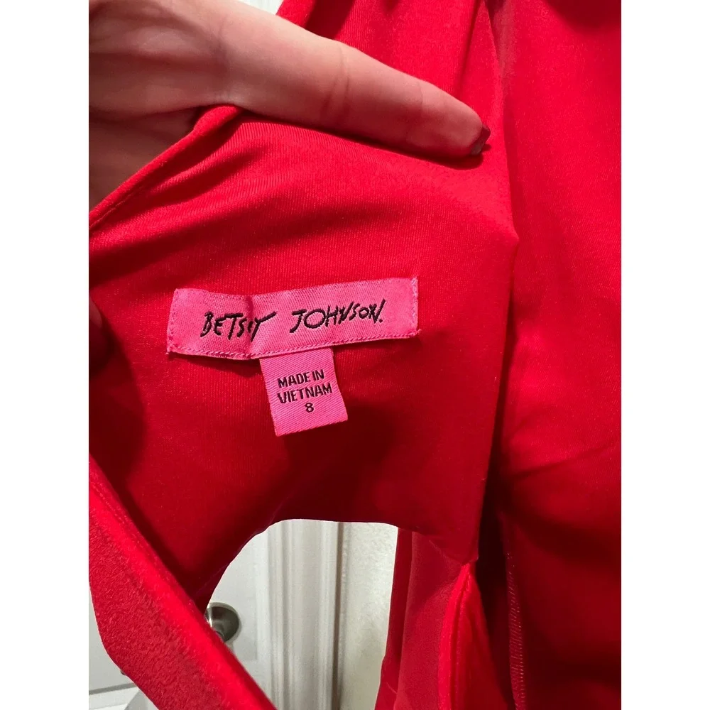 Betsey Johnson Red Sleeveless‎ Scuba Dress  Criss Cross Back Cut out Size 8